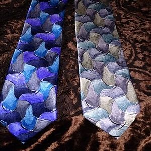 2- Jerry Garcia blue tone silk ties